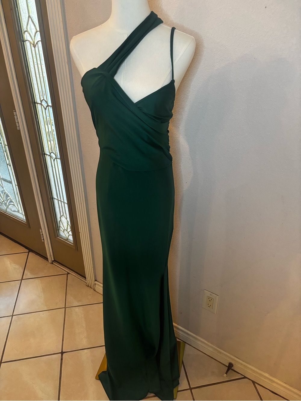 Fashion Nova Emerald One-Shoulder Evening Gown